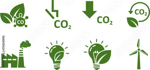 Low carbon dioxide icon Editable flat style
