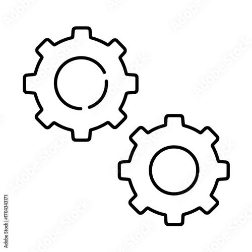 A modern illustration of a gear symbol on a white background is available as an editable template with customizable color