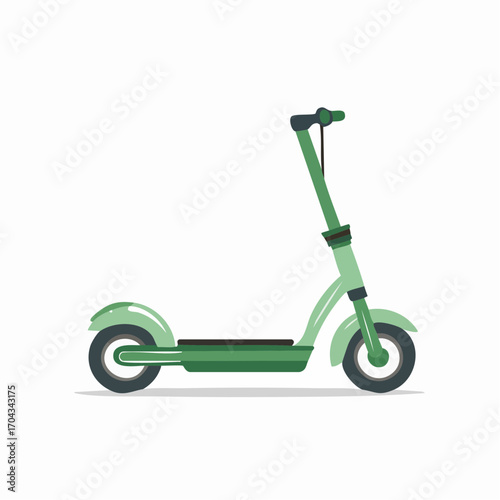 A Vector Illustration of a Modern Green Electric Scooter on a Plain White Background