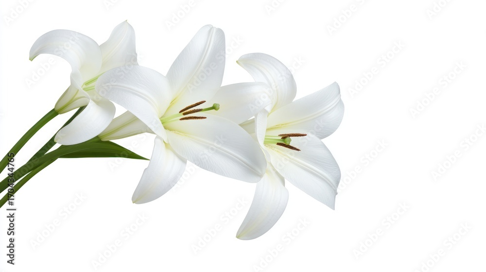 Fototapeta premium White lilies on white background