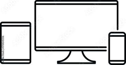 Device line icons set. Laptop, smartphone and tablet icon