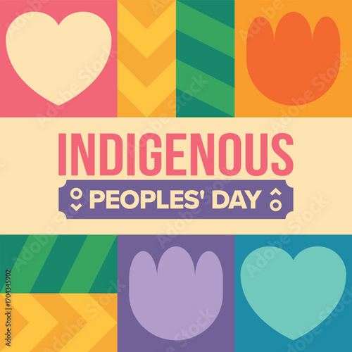 Indigenous Peoples' Day. Native American Day. American Indian culture. Heritage Month. Celebrate annual in United States. Tradition pattern. Poster, card, banner and background. Vector illustration