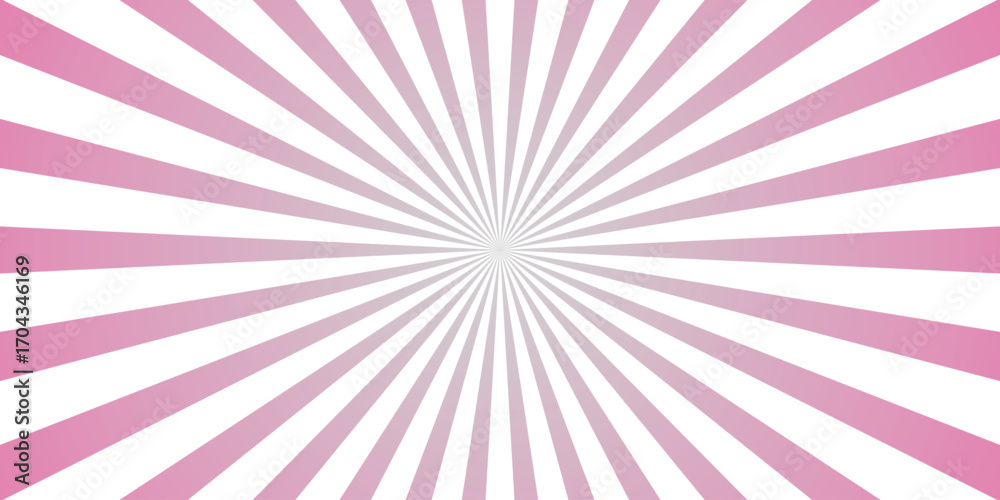 Fototapeta premium Pink and White Sunburst Radial Burst Background Pattern with Soft Gradient Effect for Retro Designs and Celebratory Themes