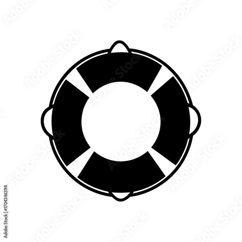 Isolated life preserver on transparent background silhouette