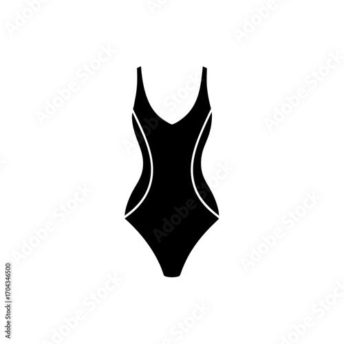 Black swimsuit silhouette on transparent background