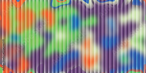Abstract vertical stripe background with blurred vibrant color gradients of orange, green, blue, and purple creating a dynamic and modern visual effect for design