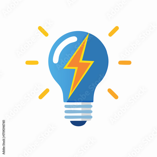 Conceptual illustration of a luminous bulb with a lightning bolt element suggesting new ideas