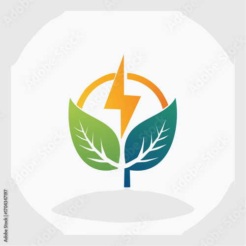 Creative emblem illustrating green energy and sustainable electricity for a modern eco-friendly society