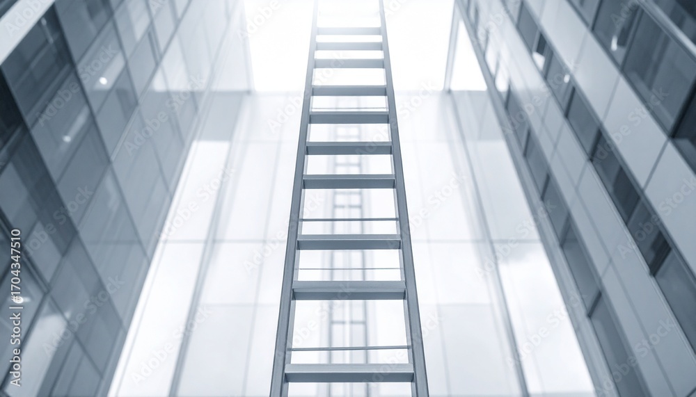 Fototapeta premium Cinematic view of a corporate ladder symbolizing career growth and ambition, captured with dramatic lighting, highlighting professional advancement, leadership, and success in the business world