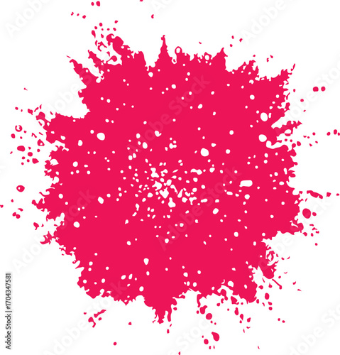 Vibrant crimson red powder explosion bursting outward with tiny particles on a clean white background
