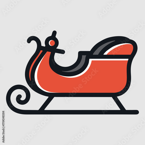 Red sleigh in decorative style