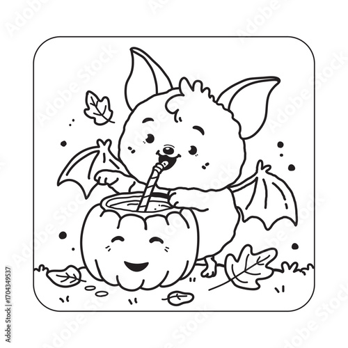 Bold and Easy Cute Halloween Coloring pages, Kawaii Halloween Coloring Book Pages For Kids, Vectors Illustration, Line Art, Black & White Designs, Bold-Easy, A4 Size 8.5x8.5" Inches,