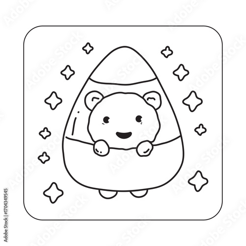 Bold and Easy Cute Halloween Coloring pages, Kawaii Halloween Coloring Book Pages For Kids, Vectors Illustration, Line Art, Black & White Designs, Bold-Easy, A4 Size 8.5x8.5" Inches,