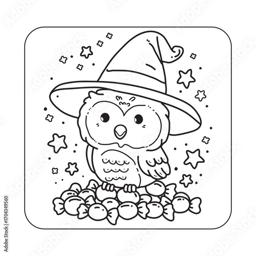 Bold and Easy Cute Halloween Coloring pages, Kawaii Halloween Coloring Book Pages For Kids, Vectors Illustration, Line Art, Black & White Designs, Bold-Easy, A4 Size 8.5x8.5" Inches,