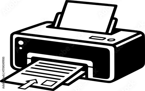 Printer Icon Vector. Document Printing, Office Equipment Symbol. Paper, work, technology, output, copy, outline and glyph vector illustration.