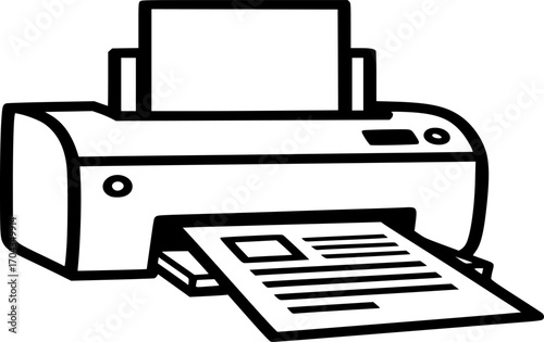 Printer Icon Vector. Document Printing, Office Equipment Symbol. Paper, work, technology, output, copy, outline and glyph vector illustration.