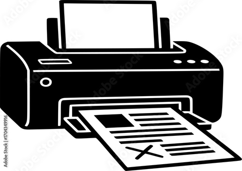 Printer Icon Vector. Document Printing, Office Equipment Symbol. Paper, work, technology, output, copy, outline and glyph vector illustration.