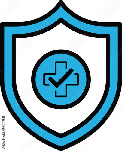 Vector art of health insurance shield with checkmark