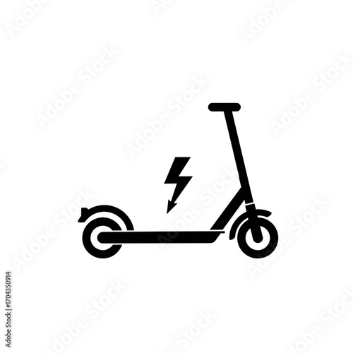 Electric scooter with charging symbol, modern personal transport for urban mobility and sustainability