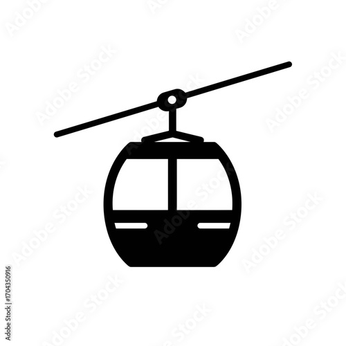 Minimalist Cable Car Illustration Gondola Lift, Isolated, Simple Design, Transport Icon