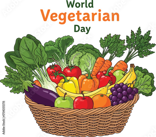 Celebrating world vegetarian day with a basket full of fresh vegetables a healthy and sustainable lifestyle
