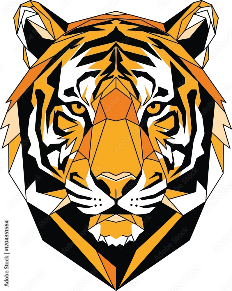 Fototapeta premium Vector art of geometric tiger face illustration