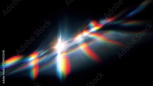Wallpaper Mural blurred rainbow refraction overlay effect light lens prism effect on black background holographic reflection crystal flare leak shadow overlay colorful rainbow disco ball light Torontodigital.ca