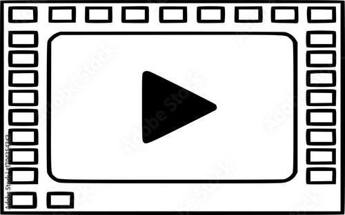 Film Strip Icon Vector. Video Playback, Movie Content Symbol. Cinema, media, stream, entertainment, outline and glyph vector illustration.