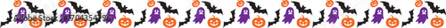 Spooky Halloween Divider with Bats, Pumpkins, and Ghosts – Festive Border Design for Invitations and Decorations