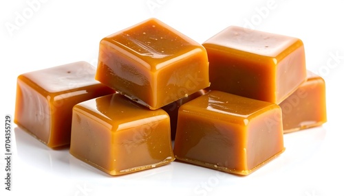 Caramel candies stacked