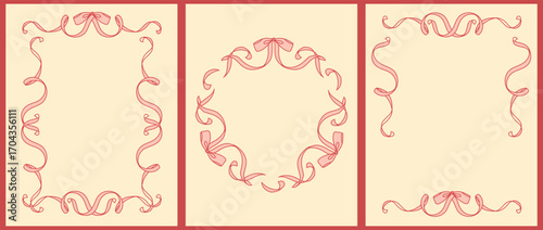 Luxurious baroque-inspired invitation card with swirling ribbons and rococo details. Elegant pink and cream design, perfect for weddings, anniversaries, or formal events.