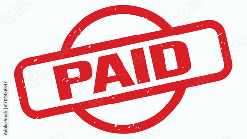 Vector art of red rubber stamp with the word paid in white, isolated on a