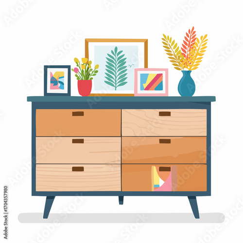 Modernes Highboard in Holzoptik mit Schubladen und Fächern