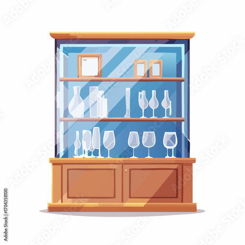 Glasvitrine mit Holzrahmen