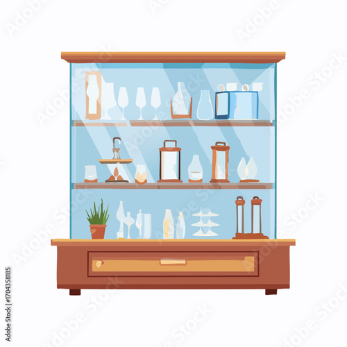 Glasvitrine mit Holzrahmen