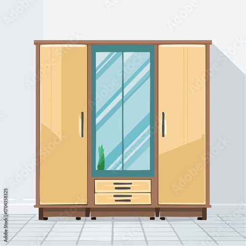 Großer Kleiderschrank mit Schiebetüren und Spiegel