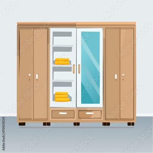 Großer Kleiderschrank mit Schiebetüren und Spiegel