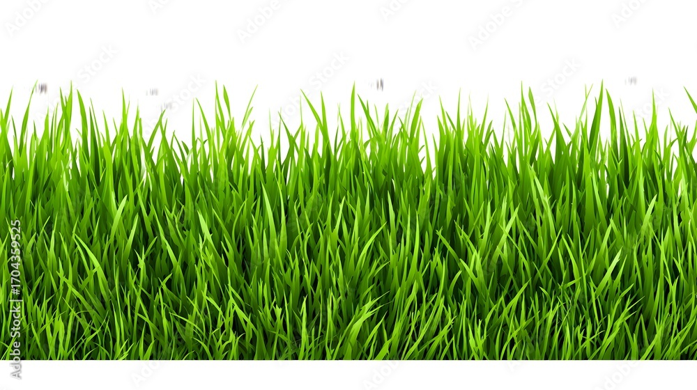 Fototapeta premium A lush green grass border with a white background