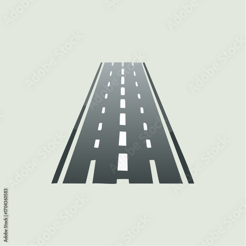 Perspective view illustration of an asphalt road with lane markings and edge lines design
