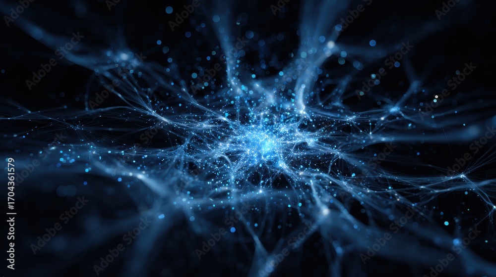 Fototapeta premium abstract digital network with a glowing blue core symbolizing data flow and advanced technology