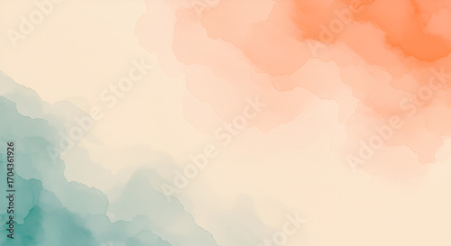 Abstract watercolor background peach and teal gradient texture for graphic design and web design use