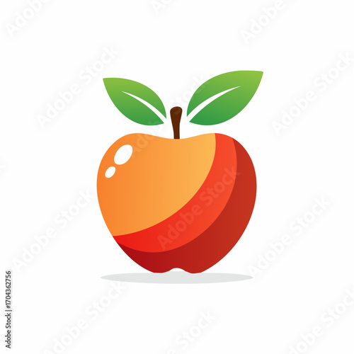 Vibrant Illustrated Apple with Green Leaves: A Modern Logo for Healthy Food Brands