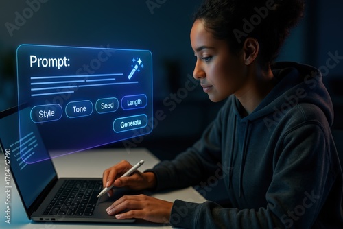 Creating engaging content with ai tools a user's guide to generative prompts home workspace digital environment creative perspective