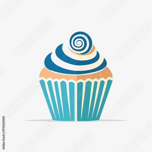 Vibrant illustration of a cupcake featuring a captivating swirl of creamy frosting design