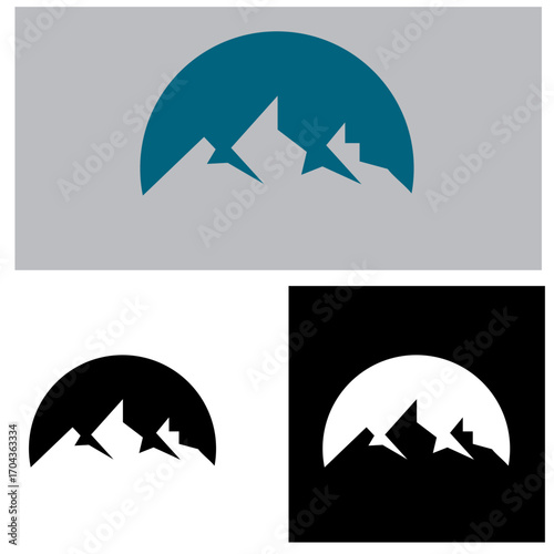 mountain logo icon with 3 original black and white references