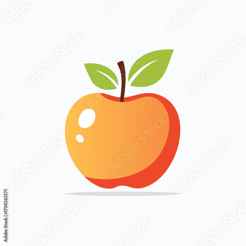 Vibrant stylized illustration of a fresh apple with green leaves and a bright appearance