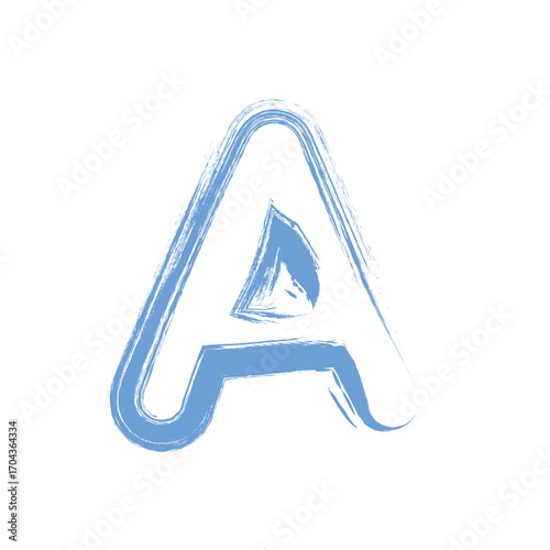 Letter a painted with blue brush strokes isolated on white background, offering a creative and artistic design for various projects and educational purposes