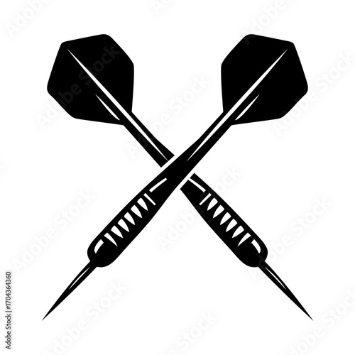 Dart silhouette Illustration – Crossed Darts Icon for Sports, Game, Pub Logo, Target Symbol, Vector Design