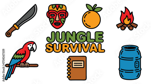 Essential Items and Symbols for a Thrilling Jungle Survival Adventure Game