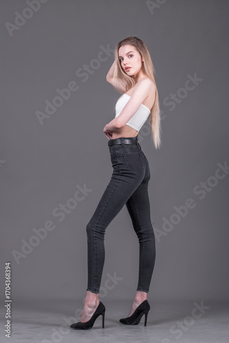 Fashion portrait of a young beautiful woman